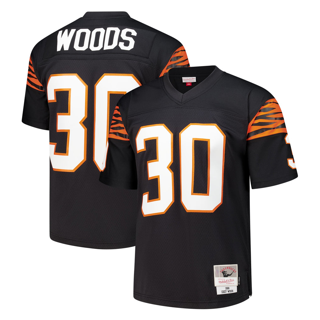 Choea C.Bengals #30 Ickey Woods Player Black Mitchell & Ness 1988 Legacy Replica Stitched Jerseys