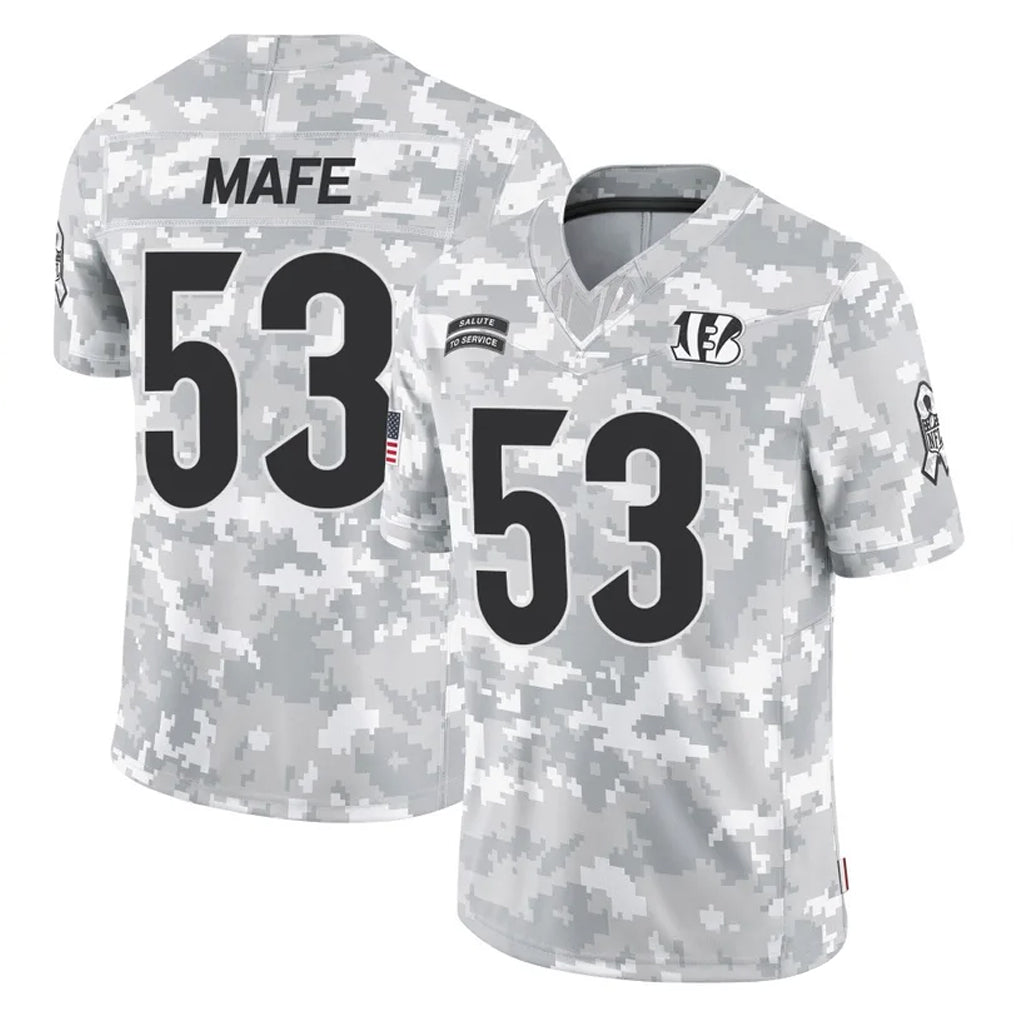 Choea C.Bengals #53 Boye Mafe Player Arctic Camo Salute to Service Limited Stitched Jerseys