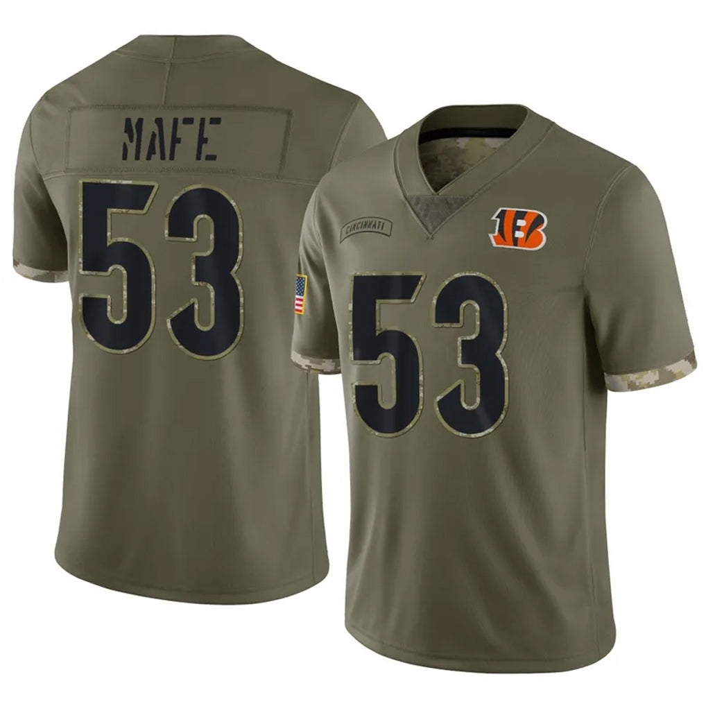 Choea C.Bengals #53 Boye Mafe Player Olive Salute to Service Limited Game Stitched Jerseys