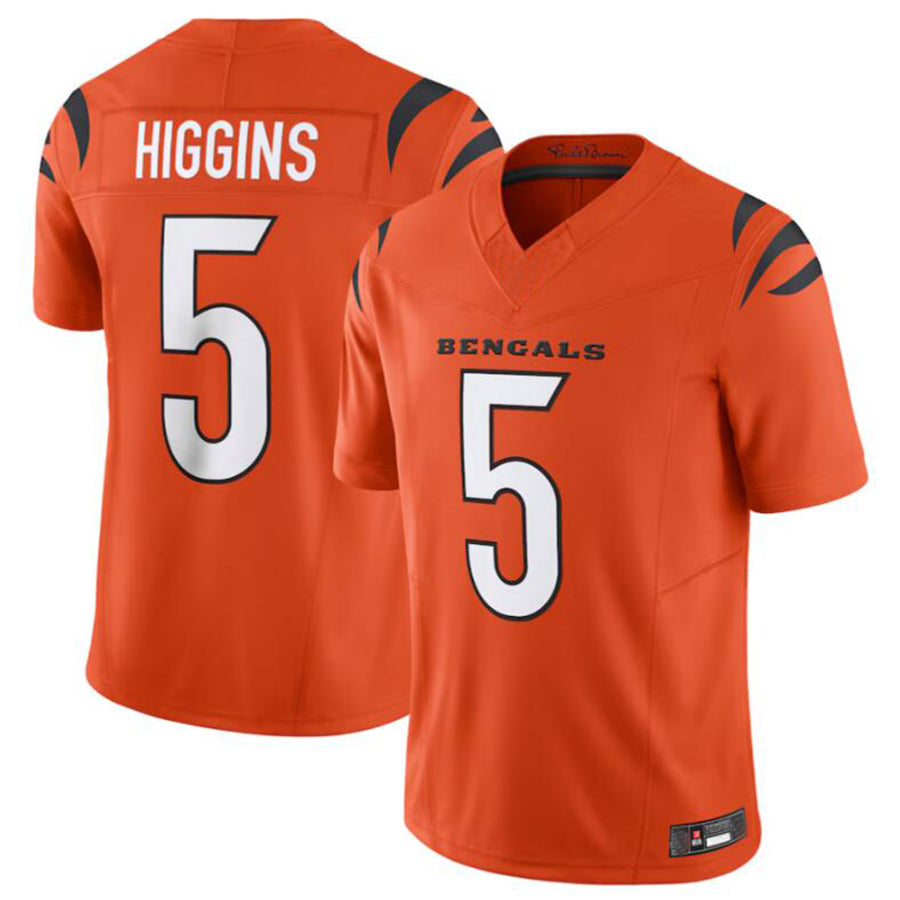 ChoeaC.Bengals #5 Tee Higgins Orange Vapor Untouchable Limited Jersey American Stitched  Jerseys