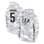 Choea C.Bengals #5 Tee Higgins Player Arctic Camo Salute to Service Pullover Hoodie Limited Stitched Jerseys