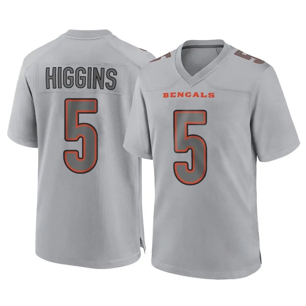 Choea C.Bengals #5 Tee Higgins Player Gray Atmosphere Fashion Game Stitched Jerseys