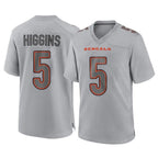 Choea C.Bengals #5 Tee Higgins Player Gray Atmosphere Fashion Game Stitched Jerseys