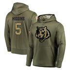 Choea C.Bengals #5 Tee Higgins Player Olive Salute to Service Pullover Hoodies Home Game Stitched Jerseys