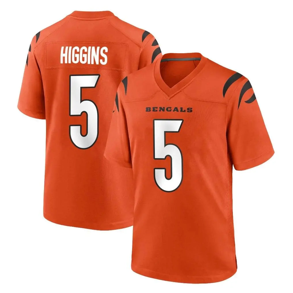 Choea C.Bengals #5 Tee Higgins Player Orange Home Game Stitched Jerseys