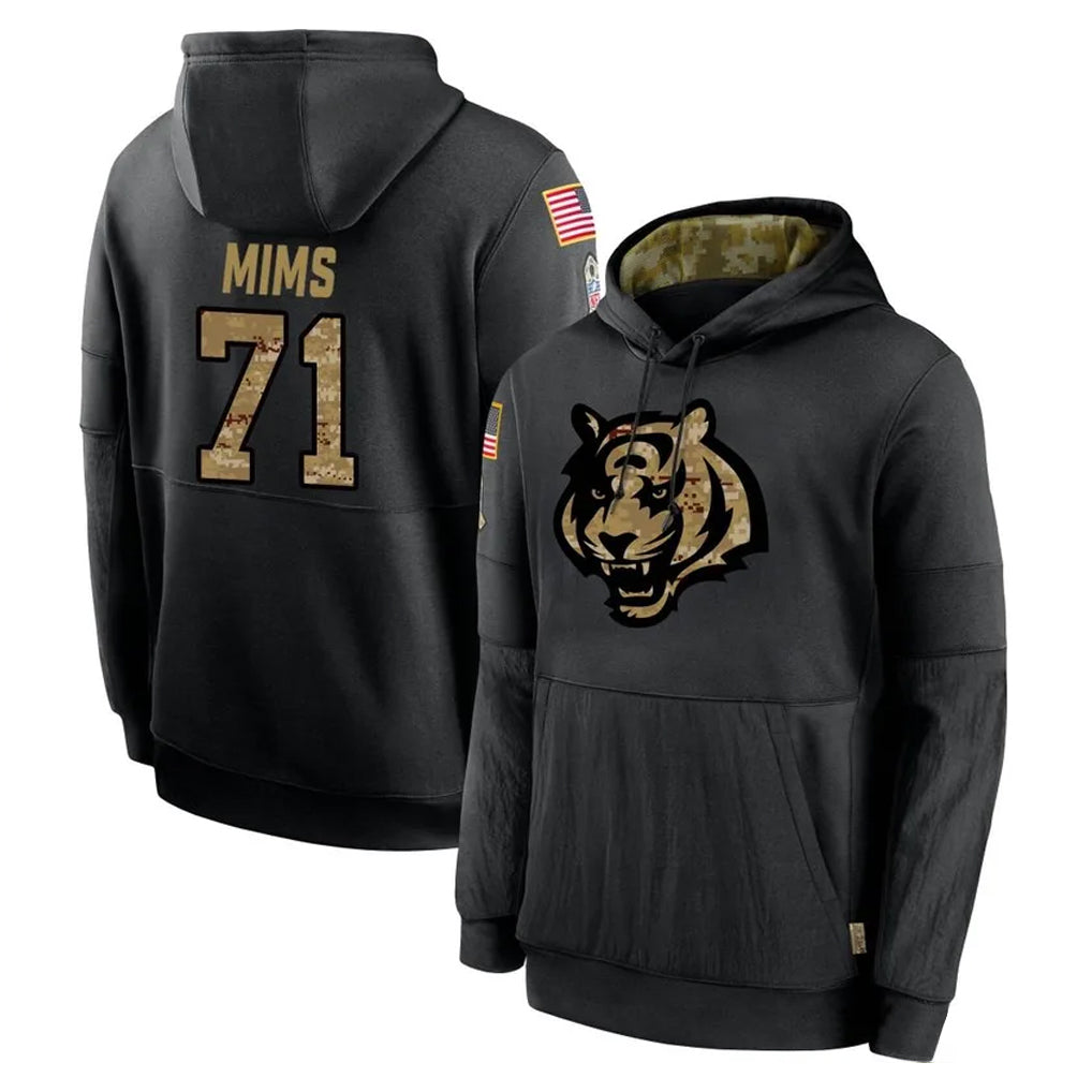 Choea C.Bengals #71 Amarius Mims Player Black Salute to Service Pullover Hoodies Limited Stitched Jerseys