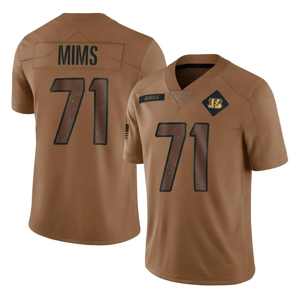 Choea C.Bengals #71 Amarius Mims Player Brown Salute to Service Limited Stitched Jerseys