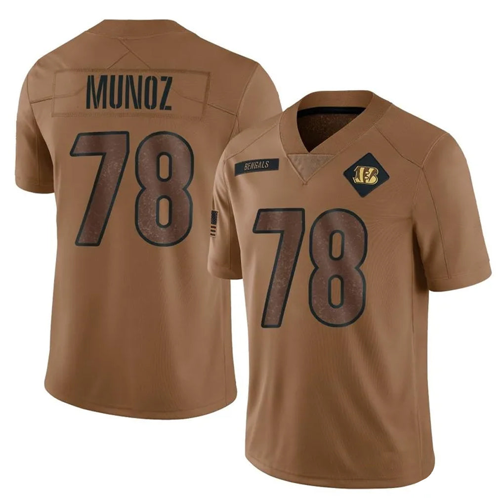 Choea C.Bengals #78 Anthony Munoz Player Brown Salute to Service Limited Stitched Jerseys