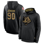 Choea C.Bengals #90 Kris Jenkins Jr Player Black Salute to Service Pullover Hoodies Limited Stitched Jerseys