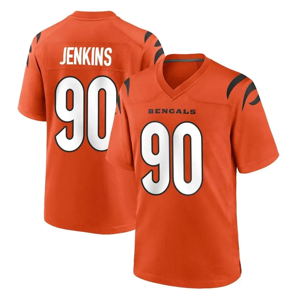 Choea C.Bengals #90 Kris Jenkins Jr Player Orange Home Game Stitched Jerseys