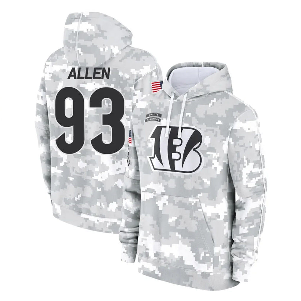 Choea C.Bengals #93 Jonathan Allen Player Arctic Camo Salute to Service Pullover Hoodie Limited Stitched Jerseys