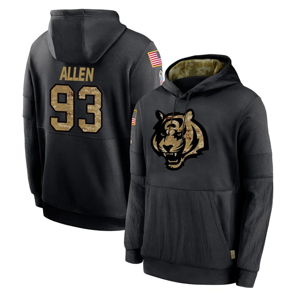 Choea C.Bengals #93 Jonathan Allen Player Black Salute to Service Pullover Hoodies Limited Stitched Jerseys