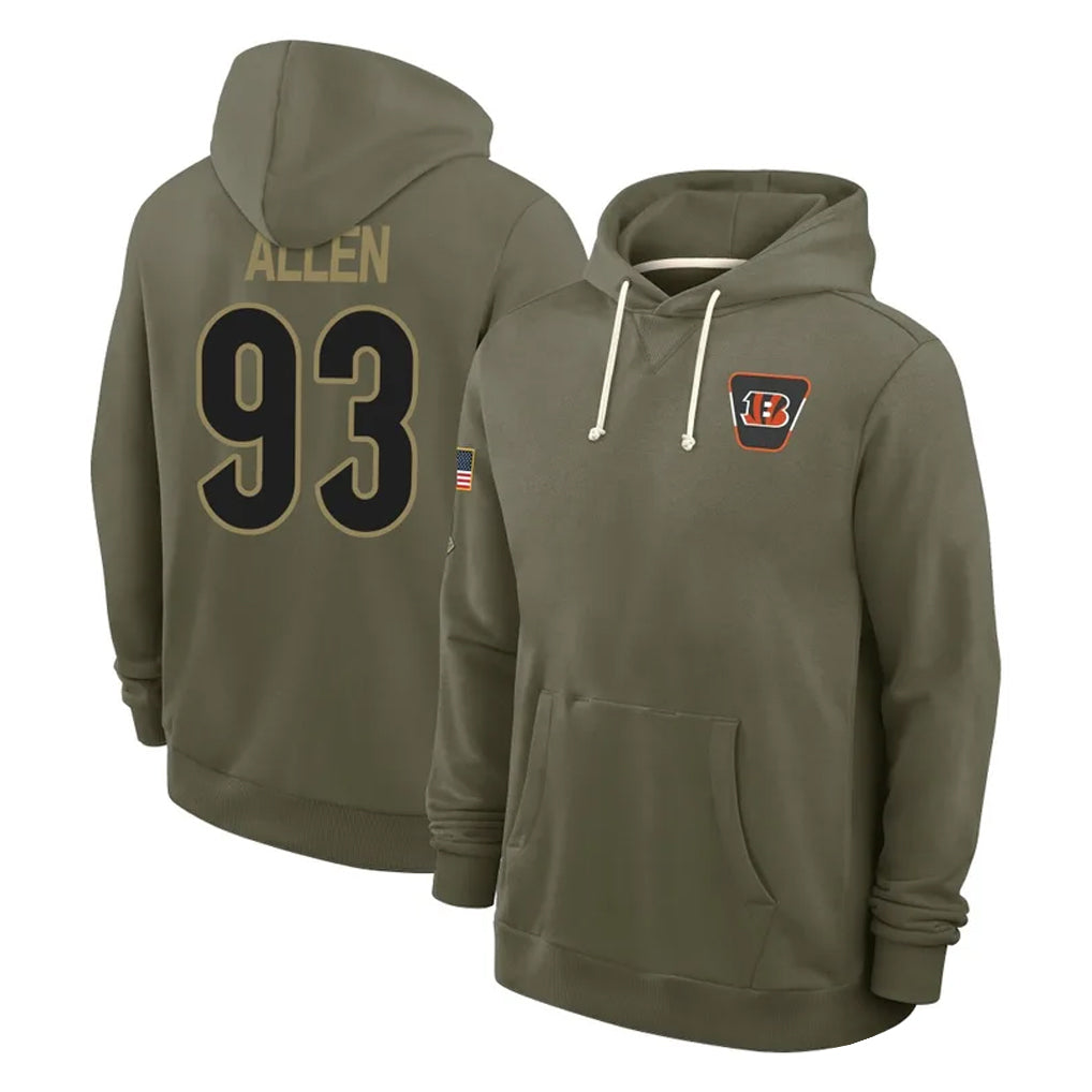 Choea C.Bengals #93 Jonathan Allen Player Olive Salute to Service Pullover Hoodies Limited Stitched Jerseys