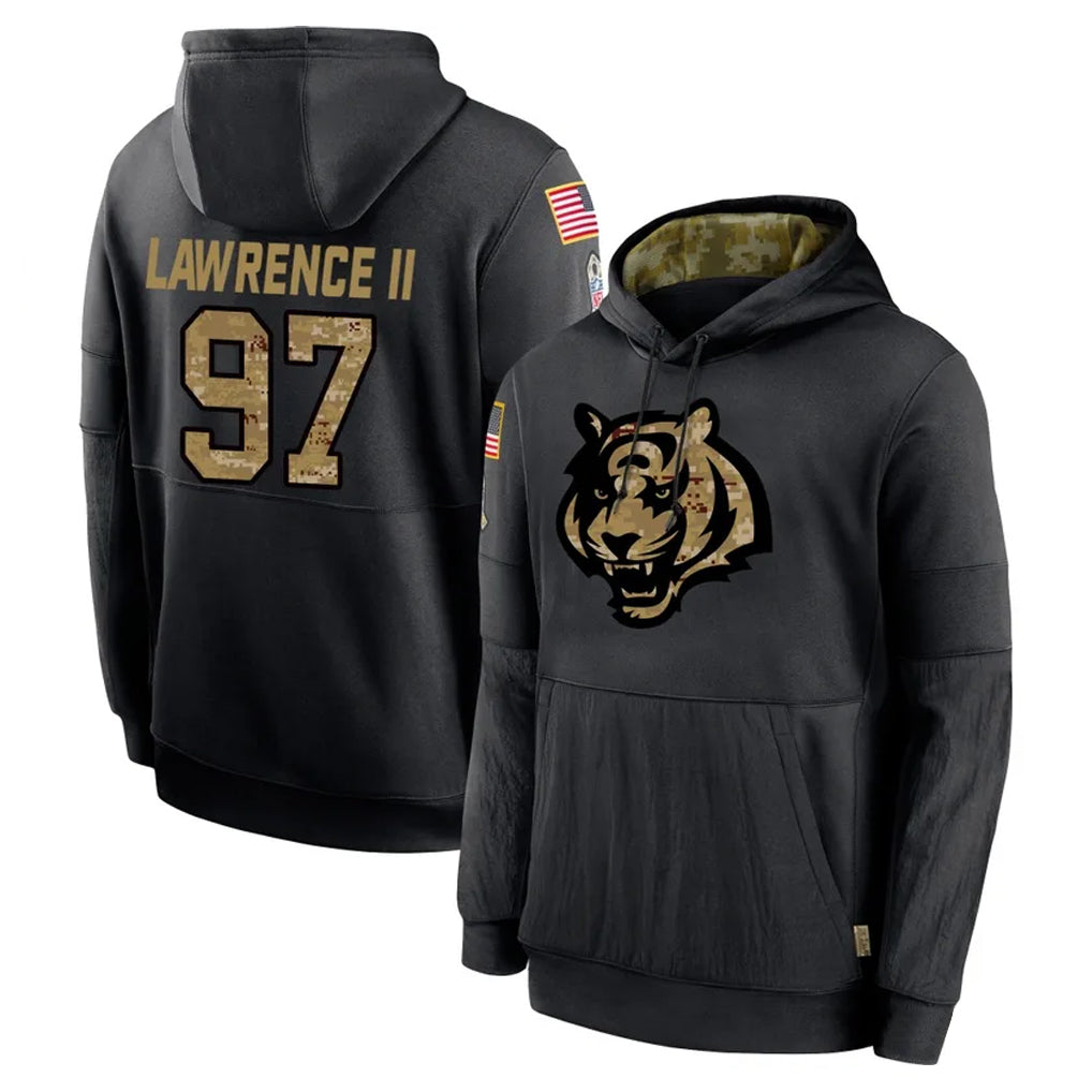Choea C.Bengals #97 Dexter Lawrence II Player Black Salute to Service Pullover Hoodies Limited Stitched Jerseys
