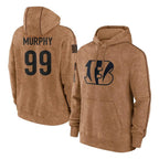 Choea C.Bengals #99 Myles Murphy Player Brown Salute to Service Pullover Hoodie Limited Stitched Jerseys