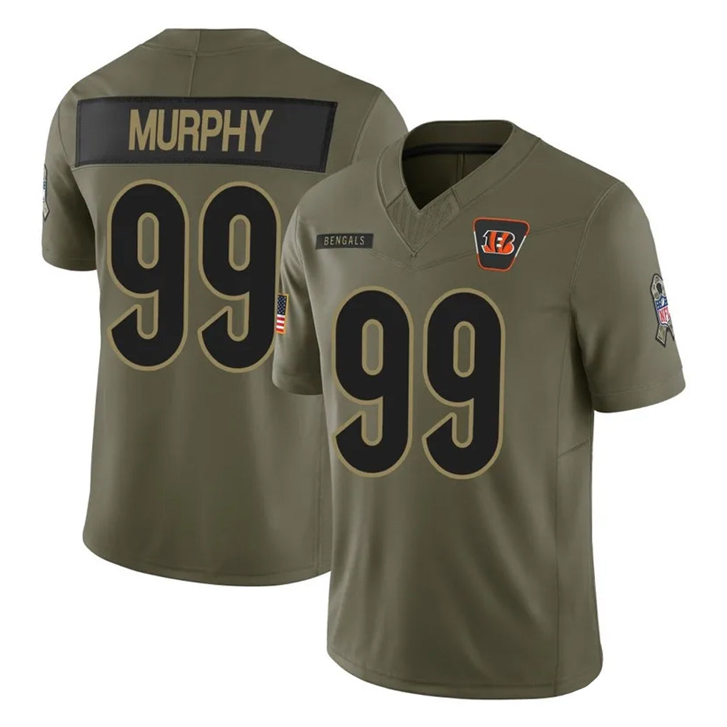 Choea C.Bengals #99 Myles Murphy Player Olive Salute to Service Limited Home Game Stitched Jerseys