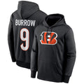 Choea C.Bengals #9 Joe Burrow Player Black Salute to Service Pullover Hoodies Game Stitched Jerseys