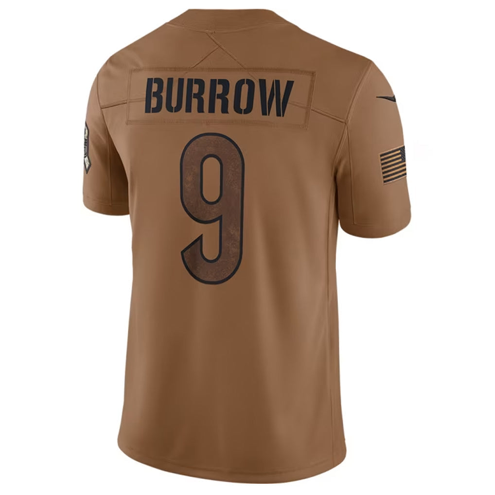 Choea C.Bengals #9 Joe Burrow Player Brown Salute To Service Limited Stitched Jerseys