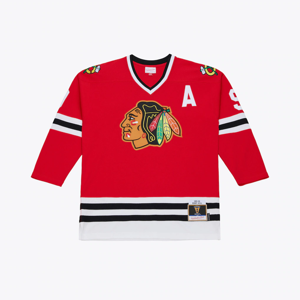 Choea C.Blackhawks Bobby Hull Mitchell & Ness Red 1966 Power Play Jerseys
