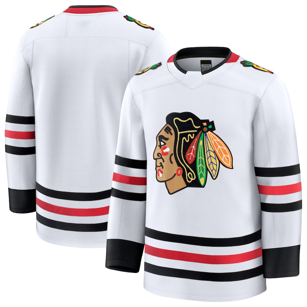 Choea C.Blackhawks White Away Premium Jerseys