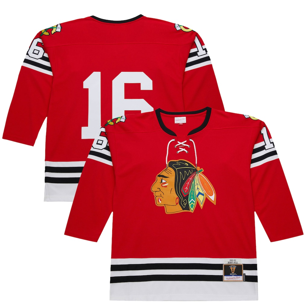 Choea C.Blackhawks #16 Bobby Hull Scarlet 1960-61 Power Play Jerseys