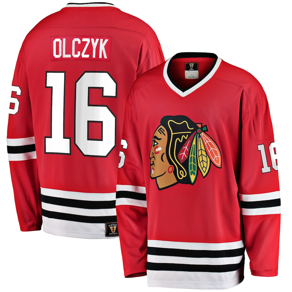 Choea C.Blackhawks #16 Eddie Olczyk Red Premier Breakaway Retired Player Jerseys