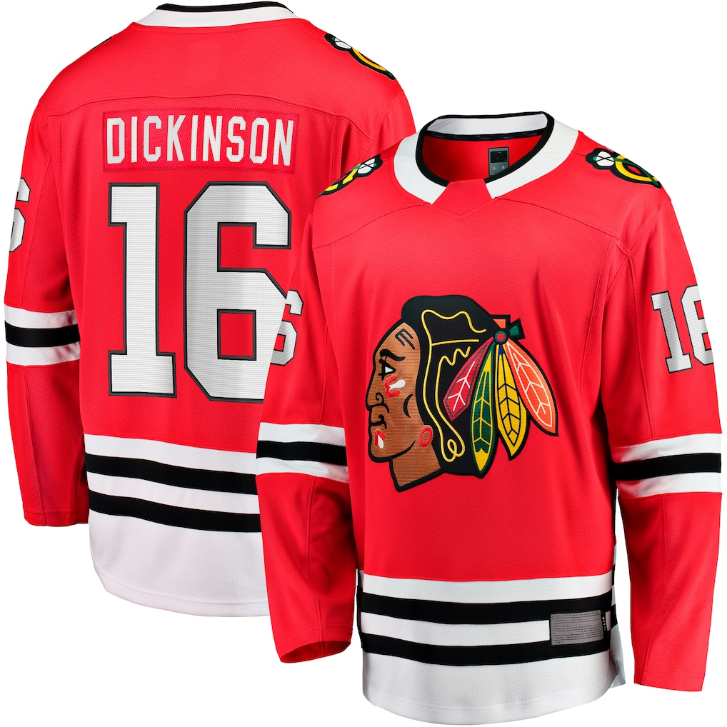 Choea C.Blackhawks #16 Jason Dickinson Red Home Breakaway Jerseys