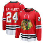 Choea C.Blackhawks #24 Sam Lafferty Red Centennial Breakaway Player Jerseys