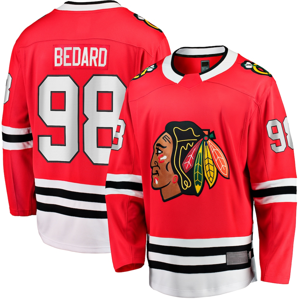 Choea C.Blackhawks #98 Connor Bedard Red Home Breakaway Player Jerseys