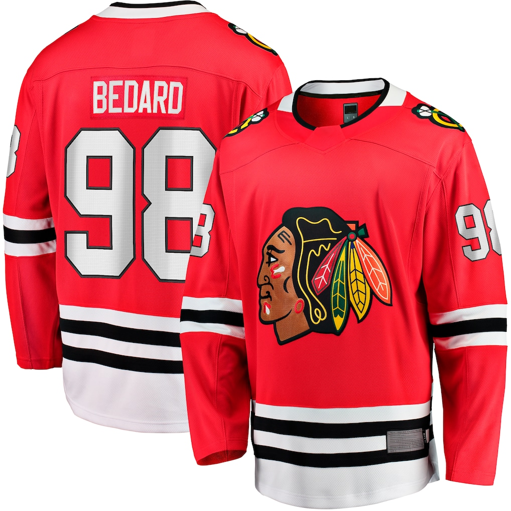 Choea C.Blackhawks #98 Connor Bedard Red Home Breakaway Player Jerseys