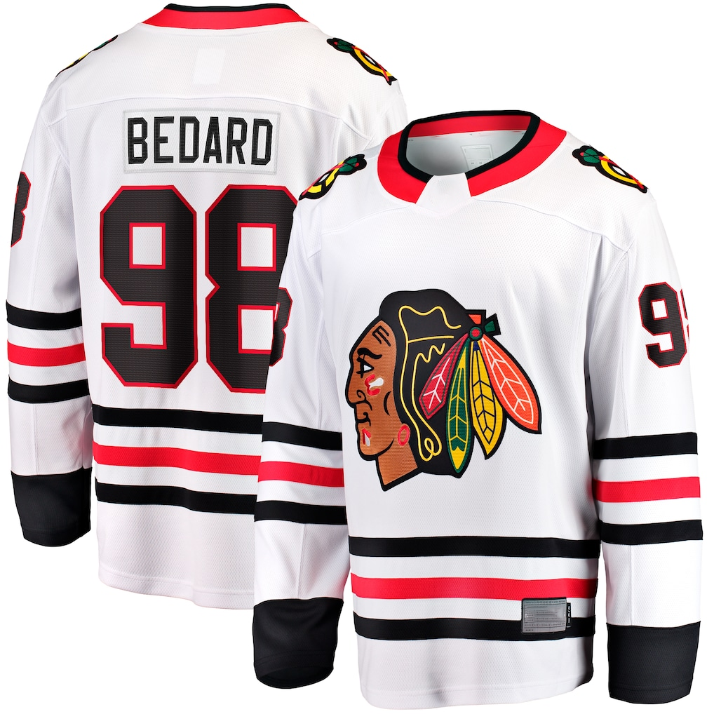 Choea C.Blackhawks #98 Connor Bedard White Away Breakaway Player Jerseys