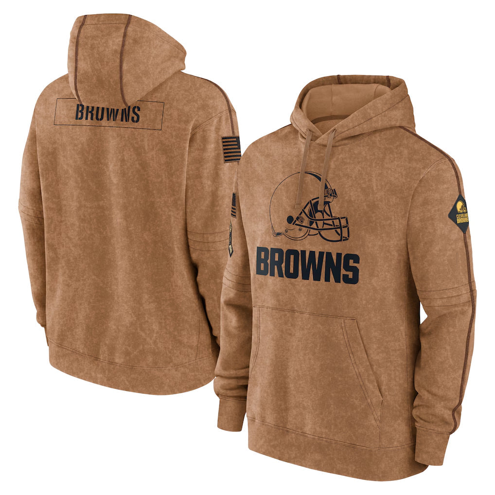 Choea C.Browns Brown Salute to Service Pullover Hoodie Limited Blank Player Stitched Jerseys