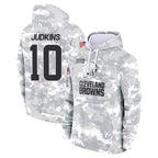 Choea C.Browns #10 Quinshon Judkins Player Arctic Camo Salute to Service Hoodies Limited Game Stitched Jerseys