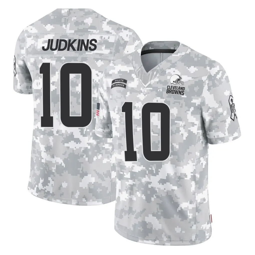 Choea C.Browns #10 Quinshon Judkins Player Arctic Camo Salute to Service Limited Home Game Stitched Jerseys