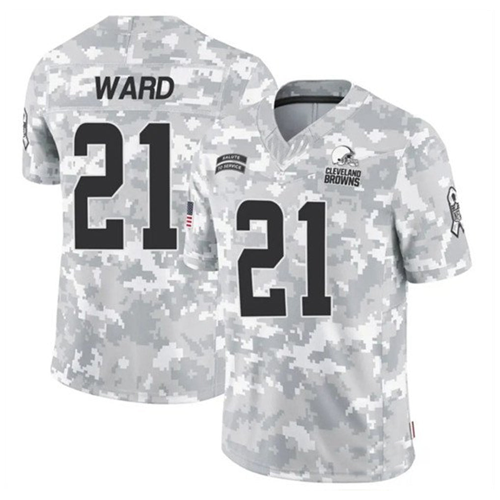 Choea C.Browns #21 Denzel Ward Player Arctic Camo Salute to Service Limited Football Jerseys