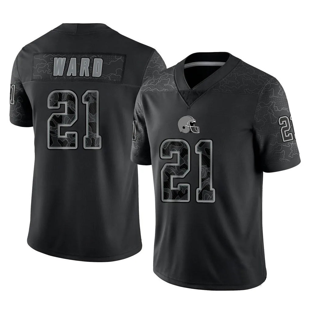 Choea C.Browns #21 Denzel Ward Player Black RFLCTV Limited Football Jerseys