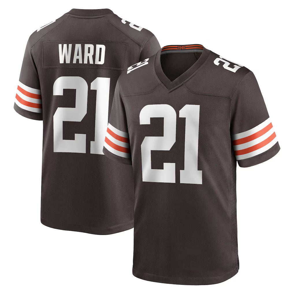 Choea C.Browns #21 Denzel Ward Player Brown Home Game Football Jerseys