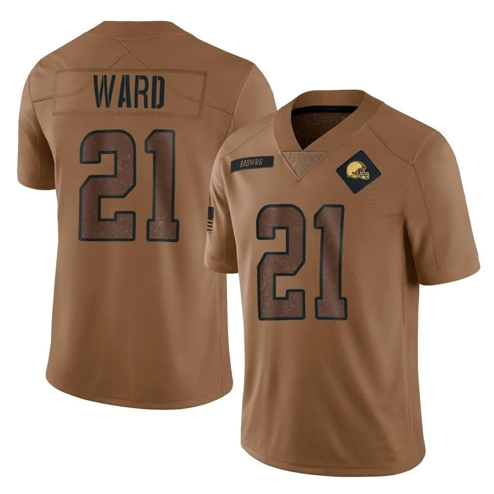 Choea C.Browns #21 Denzel Ward Player Brown Salute To Service Limited Football Jerseys