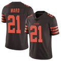 Choea C.Browns #21 Denzel Ward Player Brown Vapor Limited Color Rush Football Jerseys
