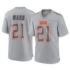 Choea C.Browns #21 Denzel Ward Player Gray Atmosphere Fashion Game Stitched Jerseys