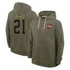 Choea C.Browns #21 Denzel Ward Player Olive Salute to Service Pullover Hoodies Limited Stitched Jerseys