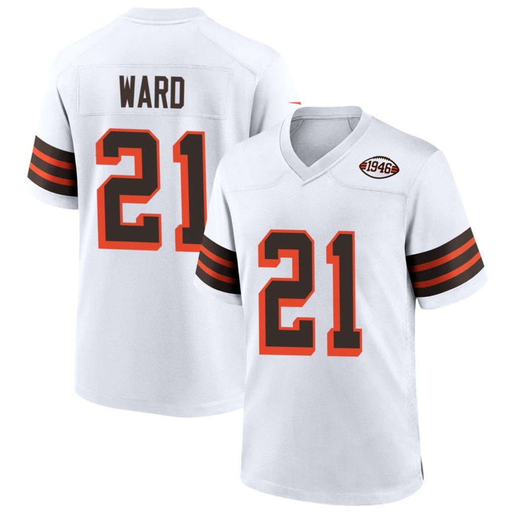 Choea C.Browns #21 Denzel Ward Player White 1946 Collection Alternate Football Jerseys