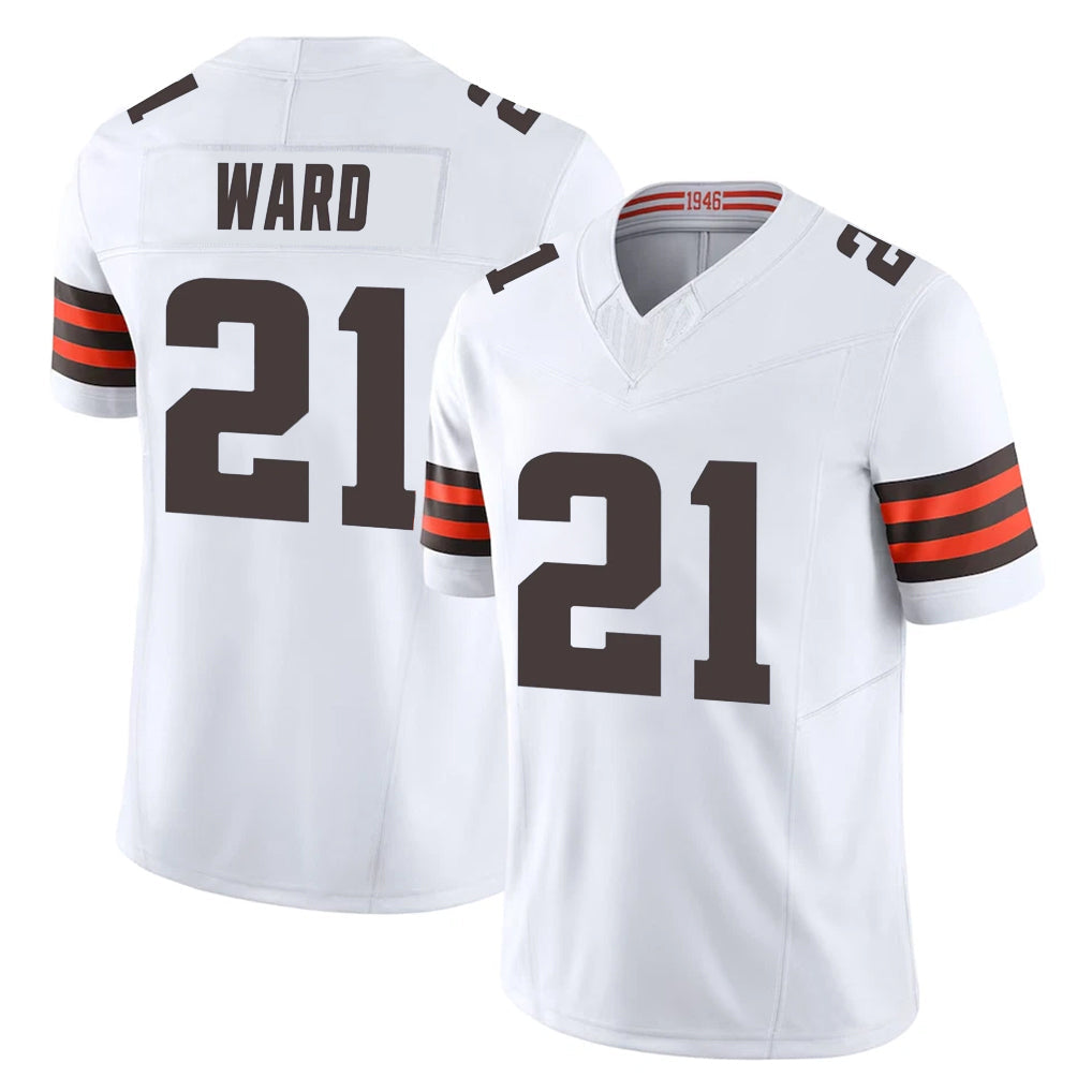 Choea C.Browns #21 Denzel Ward Player White Vapor F.U.S.E. Limited Home Game Stitched Jerseys