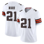 Choea C.Browns #21 Denzel Ward Player White Vapor F.U.S.E. Limited Home Game Stitched Jerseys