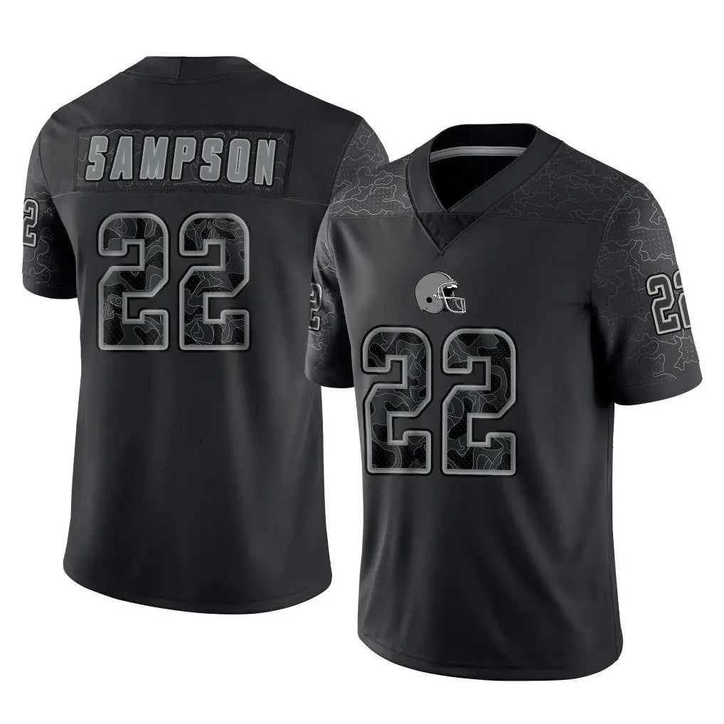 Choea C.Browns #22 Dylan Sampson Player Black Reflective Home Game Stitched Jerseys