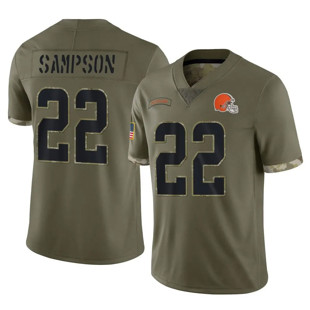 Choea C.Browns #22 Dylan Sampson Player Olive Salute to Service Limited Game Stitched Jerseys