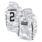 Choea C.Browns #2 Shedeur Sanders Player Arctic Camo Salute to Service Hoodies Limited Game Stitched Jerseys