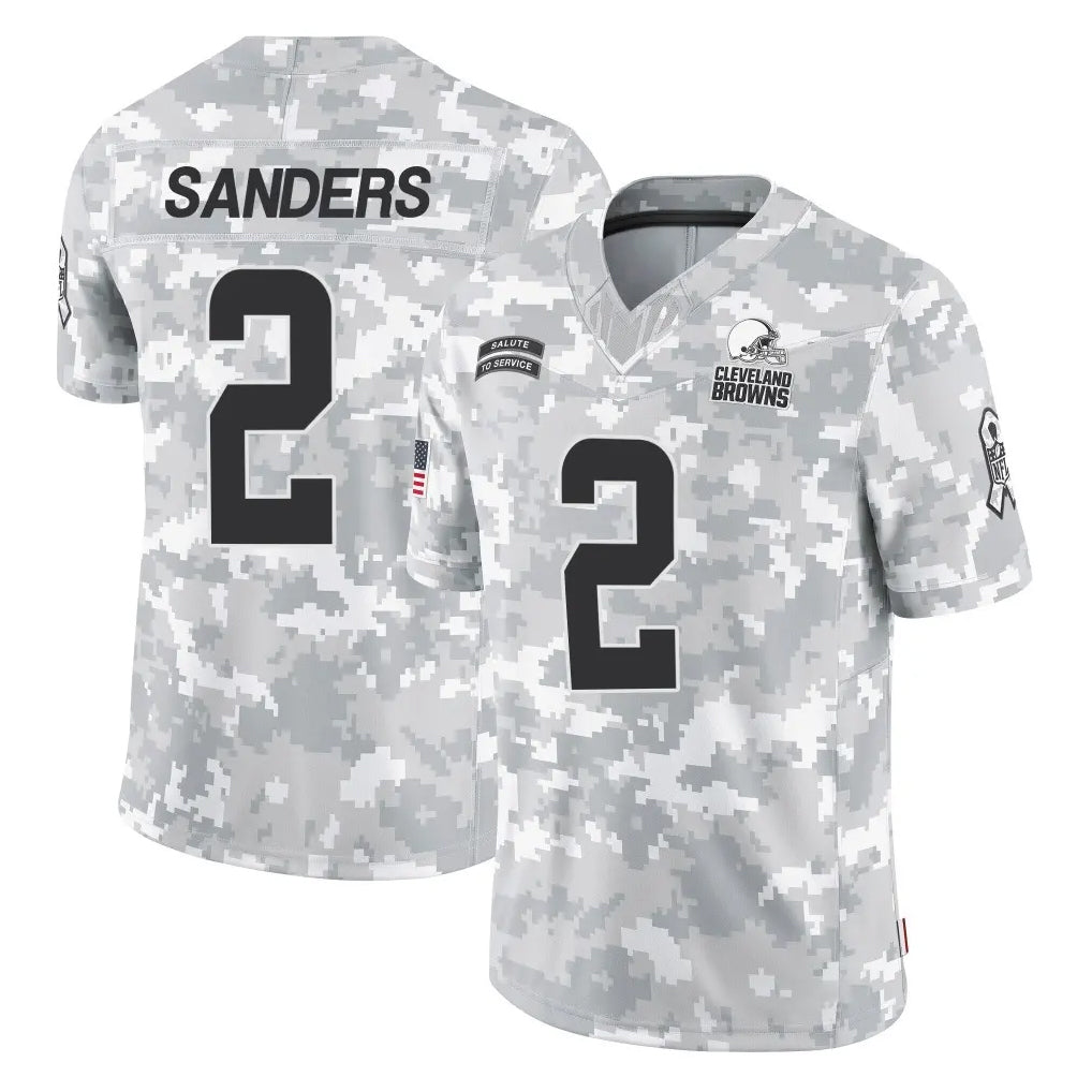 Choea C.Browns #2 Shedeur Sanders Player Arctic Camo Salute to Service Limited Home Game Stitched Jerseys