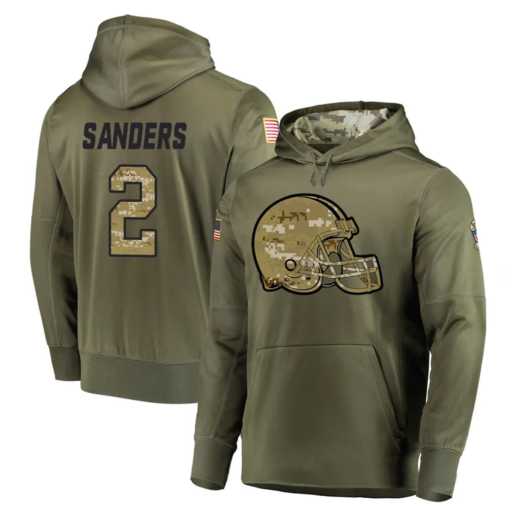 Choea C.Browns #2 Shedeur Sanders Player Olive Salute to Service Pullover Hoodies Home Game Stitched Jerseys