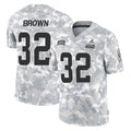 Choea C.Browns #32 Jim Brown Player Arctic Camo Salute to Service Limited Home Game Stitched Jerseys